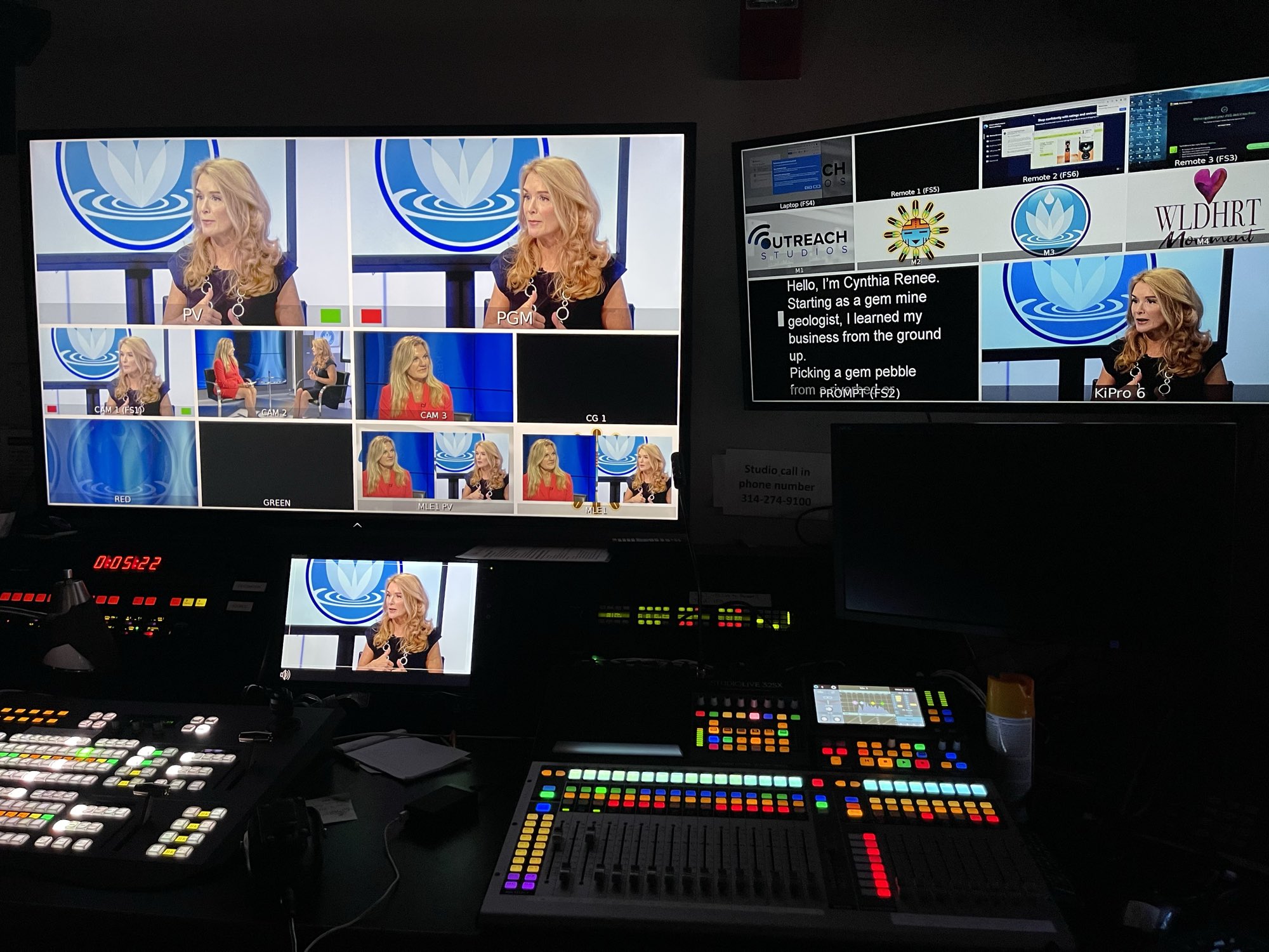 Inside the broadcast control room